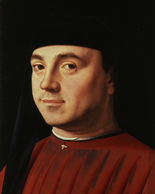 Ritratto d’uomo (1475 circa), olio su tavola, particolare. Roma, Galleria Borghese